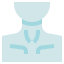Clinician assessing a patient's swallowing function